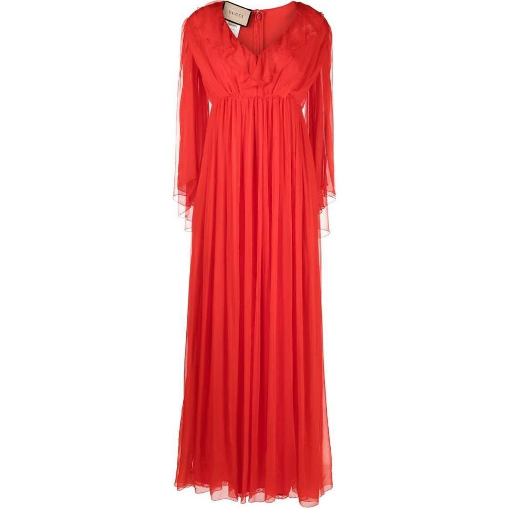 GUCCI SS22 Long Sleeved Dress Women's Red