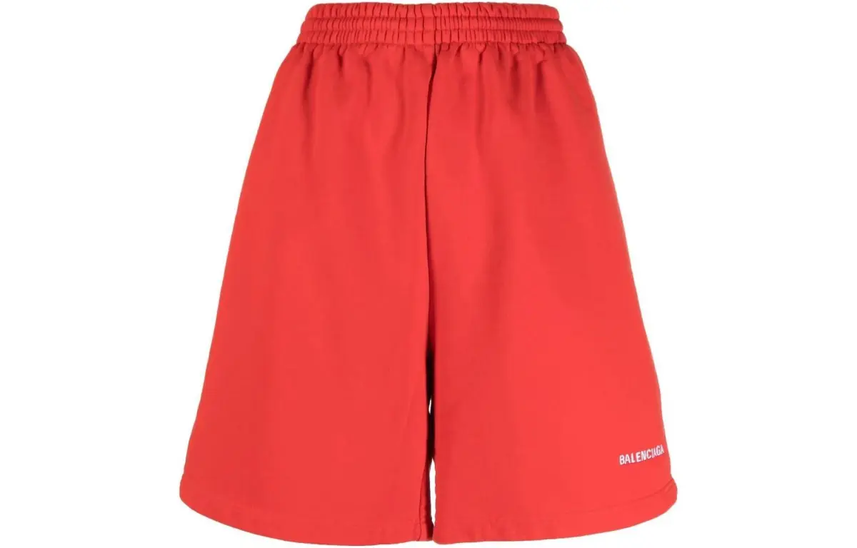 Balenciaga Logo Sweatshorts Red