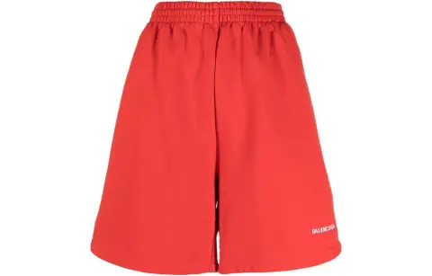 Balenciaga Logo Sweatshorts Red