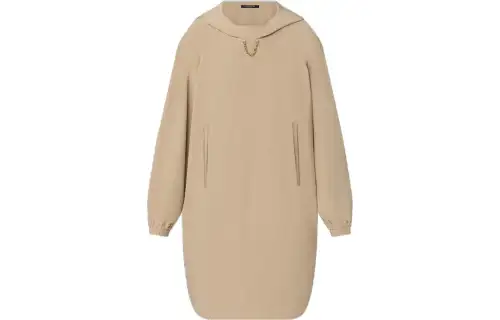 LOUIS VUITTON Long Sleeved Dresses Women's Khaki Hooded Moderate Mid Length