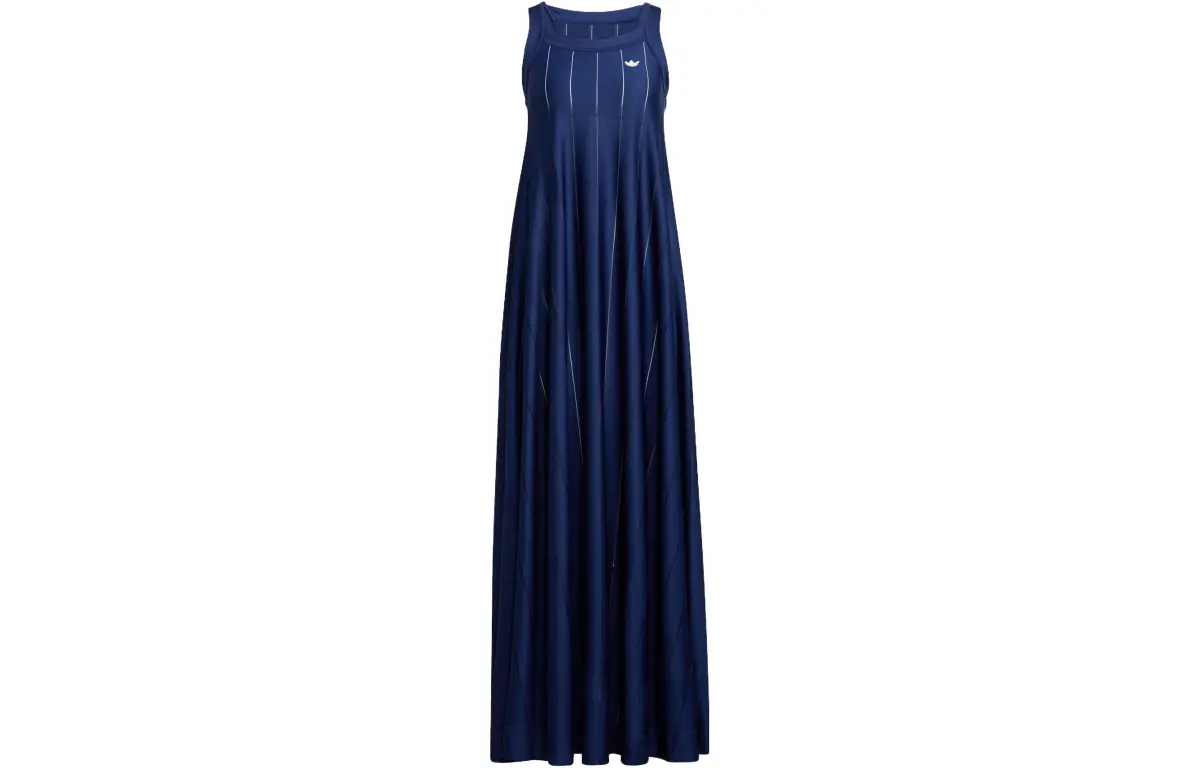 Adidas Originals Slip Dresses Women's Night Sky Purple Crew Neck Moderate Long