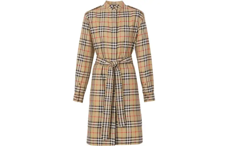 Burberry mini cotton check belted dress