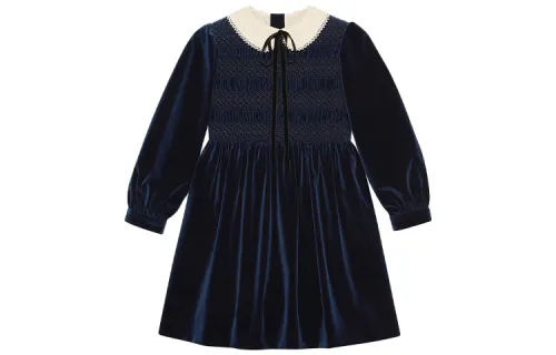 GUCCI Long Sleeved Dress Women's Dark Blue