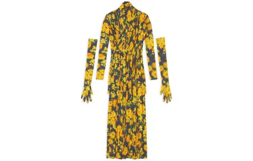 Balenciaga SS22 Long Sleeved Dress Slim Fit Women's Multicolor