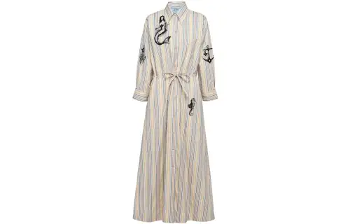 PRADA SS22 Long Sleeved Dress Women's Beige