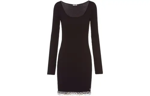 MIU MIU SS22 Long Sleeved Dress Women's Black