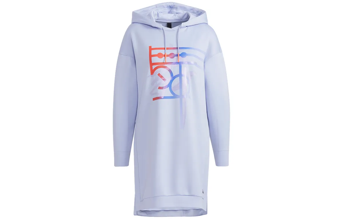 Adidas Long-Sleeved Dresses Women's Lilac Hooded Moderate Mid-Length