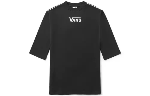 Vans Long Sleeved Dresses Women's Black Crew Neck Short