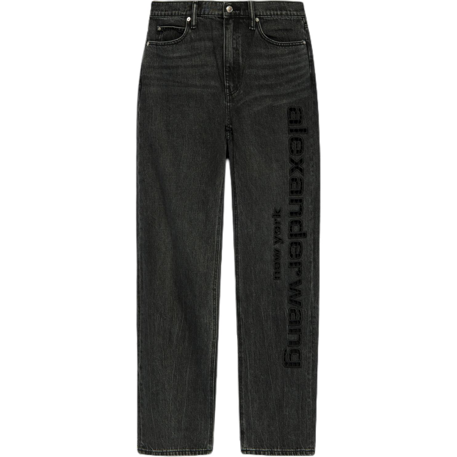 Alexander wang solid color zipper mid-waist side pocket jeans women's black