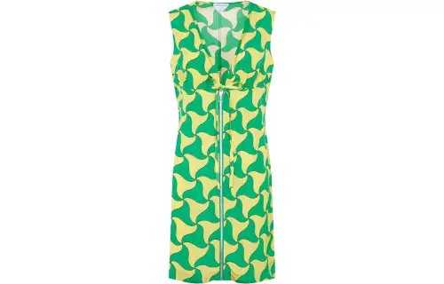 Bottega Veneta Wavy Triangle Printed V Neck Dress