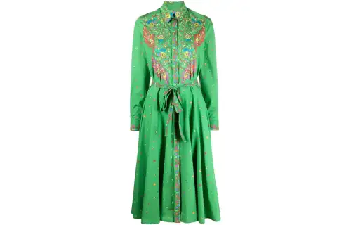 KENZO Paisley Printed Belted Shirt Dress