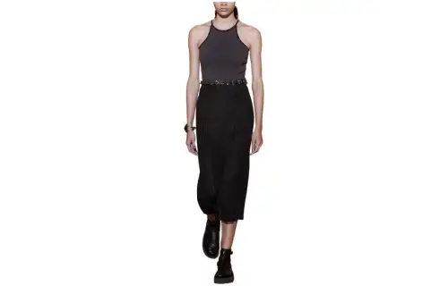 HERMES Sleeveless Dresses Women's Ebony Brown Crew Neck Moderate