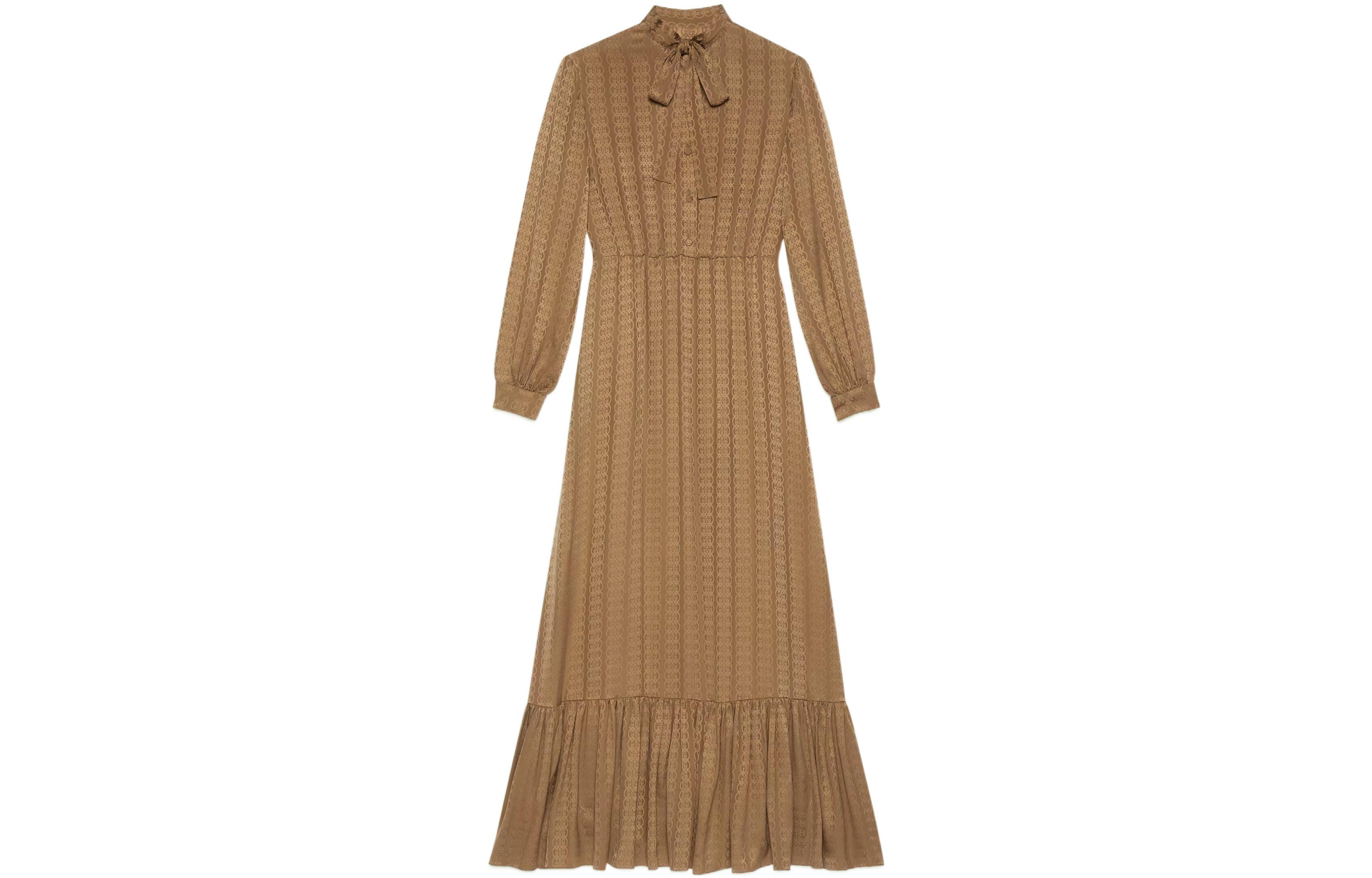 GUCCI GG Jacquard Silk Maxi Dress