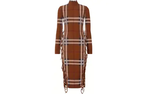 【Previous Season】check-print side-tie midi dress