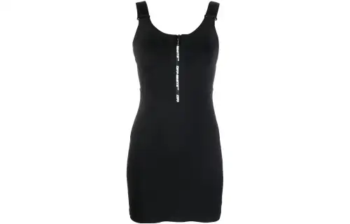 OFF WHITE Sleeveless Dresses Women's Black Crew Neck Short