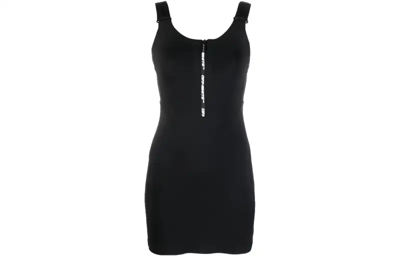OFF WHITE Sleeveless Dresses Women's Black Crew Neck Short
