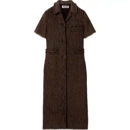 MIU MIU FW24 Short Sleeved Dress Women's Cocoa Brown