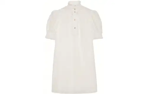 GUCCI Short Sleeved Dresses Women's White Stand Collar Moderate Short