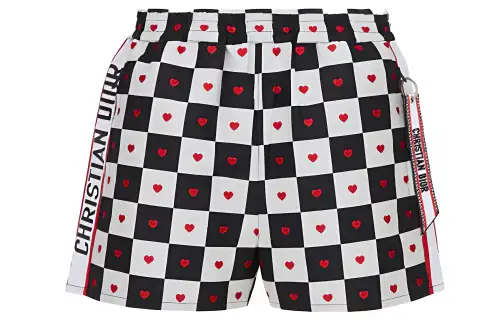 DIOR Quarterly New Products Casual Shorts Women's Black White Plaid Moderate
