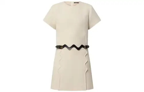 LOUIS VUITTON Short Sleeved Dress Women's Beige