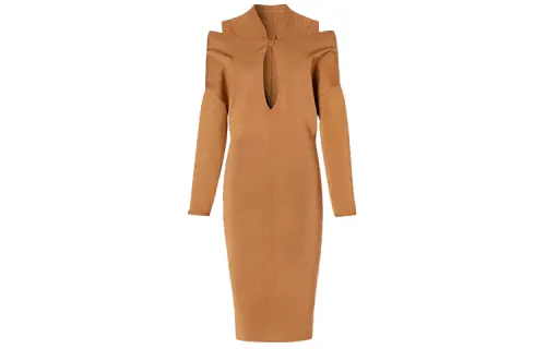 Burberry Long Sleeved Dress Women's Camel