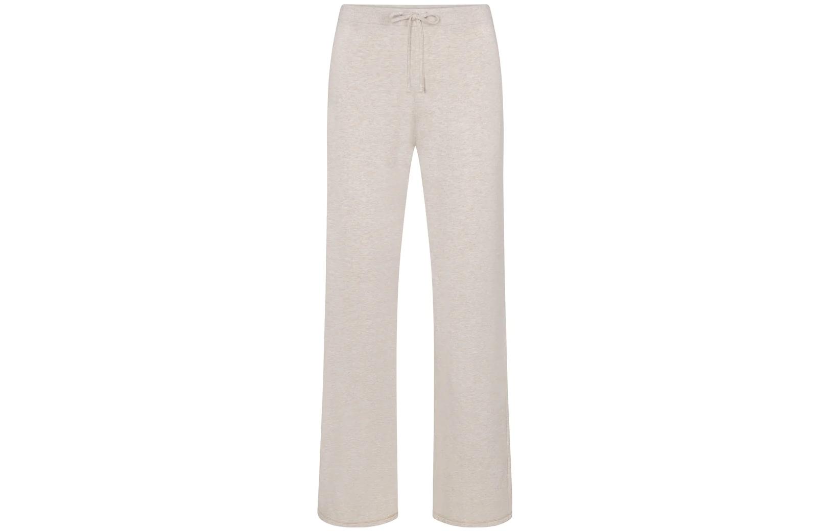 SKIMS FW23 COTTON series STRAIGHT LEG PANT solid color soft stretch cotton drawstring knitted sweatpants women's light brown