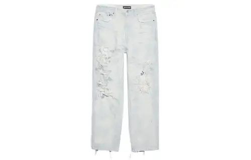 Balenciaga Jeans Women's Gray White Moderate Straight Fit Pants