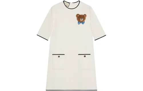 GUCCI Short Sleeved Dress Women's Ivory White
