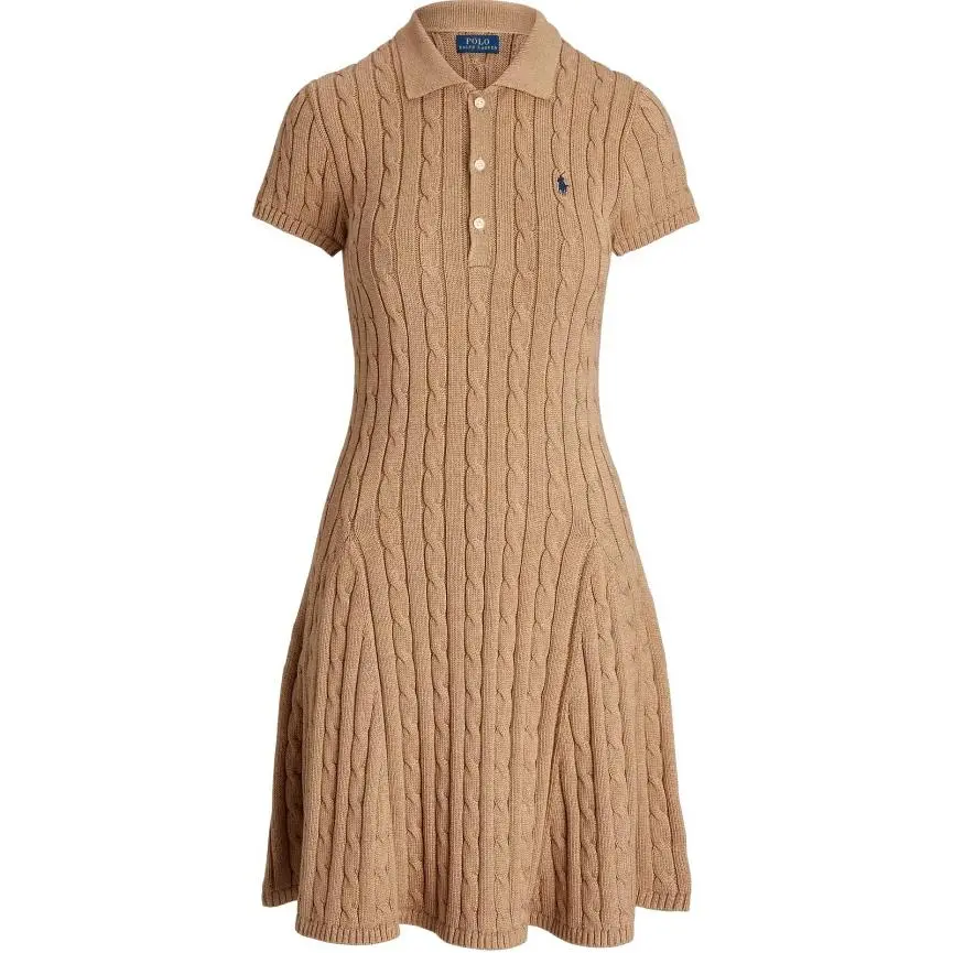 Polo Ralph Lauren Short Sleeved Dress Slim Fit Women's Camel Mixed Color