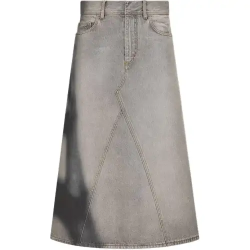 DIOR Flared Mid Length Skirt Denim Long Skirt Women's Gray