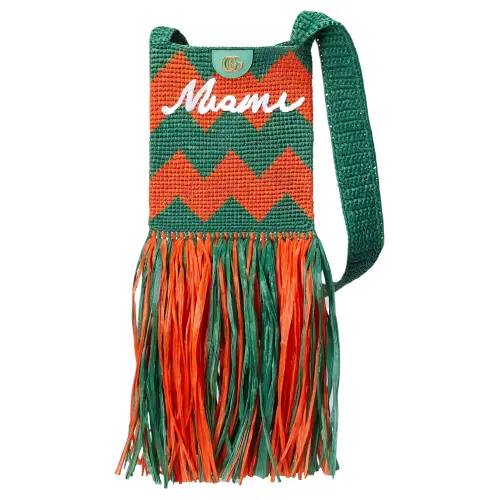 GUCCI Straw Woven Crossbody Bag, Shoulder Bag Women's Green & Orange