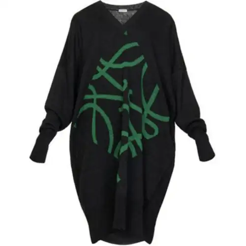 LOEWE Long Sleeved Dresses Women's Black V Neck Moderate