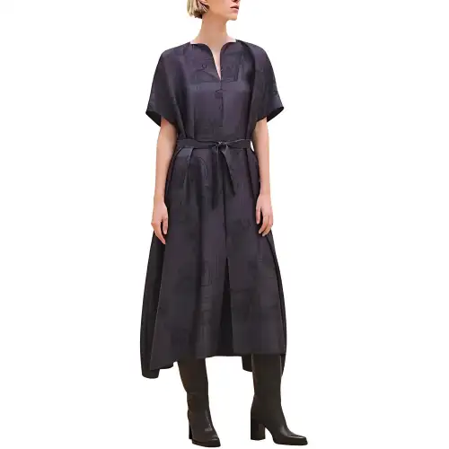 HERMES Short Sleeved Dress Women's Amethyst