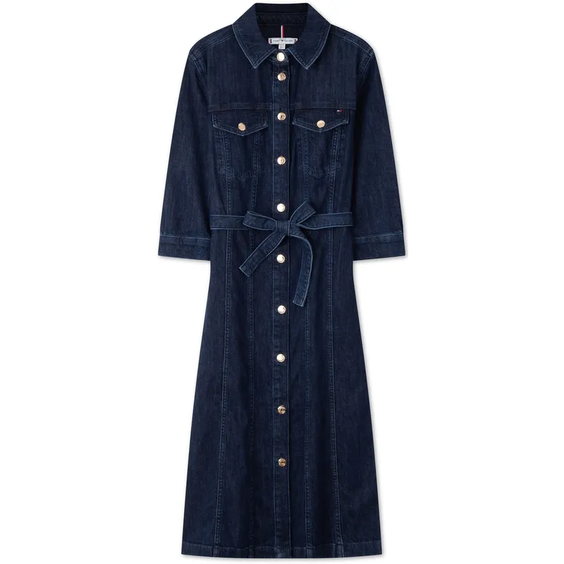 Tommy Hilfiger Short Sleeved Dress Women's Dark Denim Blue