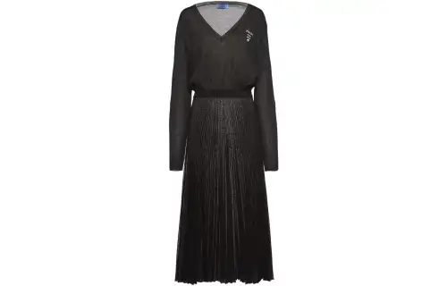 PRADA Long Sleeved Dresses Women's Black V Neck Moderate