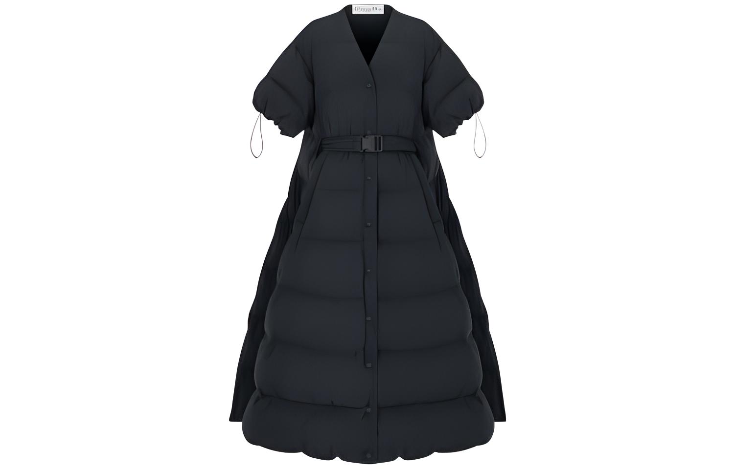 DIOR Quarterly New Products Short Sleeved Dresses Women's Black V Neck Moderate Long