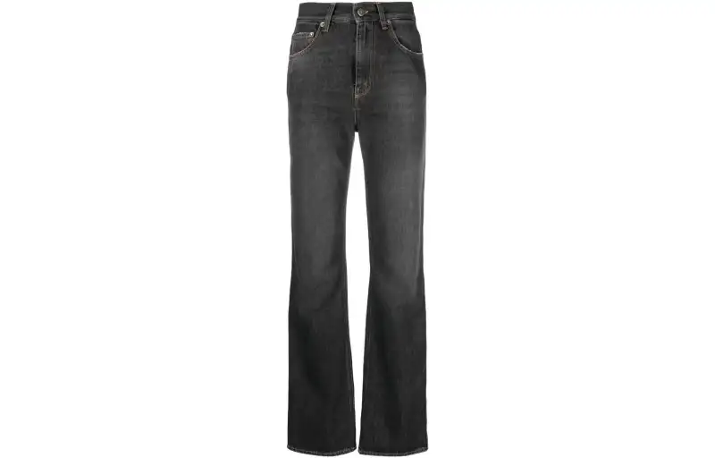 high-waist straight-leg jeans