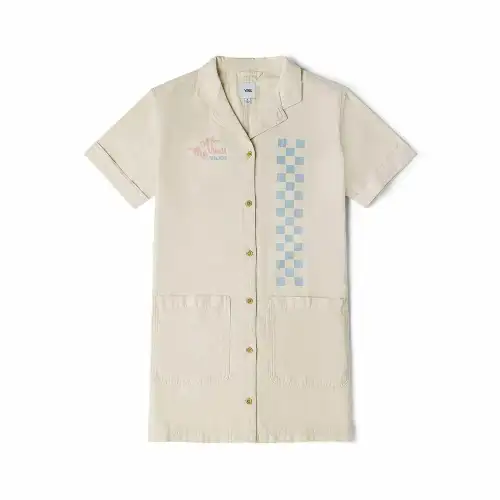 Vans Off THE WALL Short Sleeved Dress Women's Beige