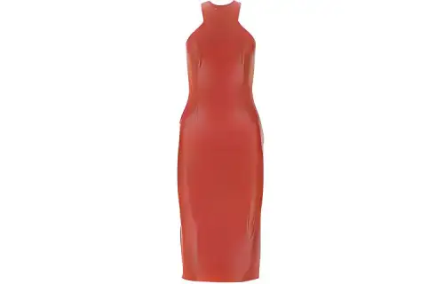 SAINT LAURENT Sleeveless Dresses Women's Red Crew Neck Moderate Mid Length