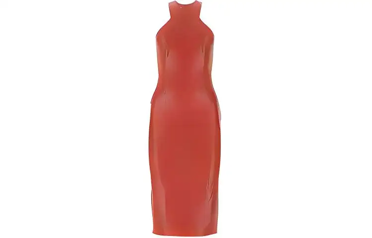 SAINT LAURENT Sleeveless Dresses Women's Red Crew Neck Moderate Mid Length
