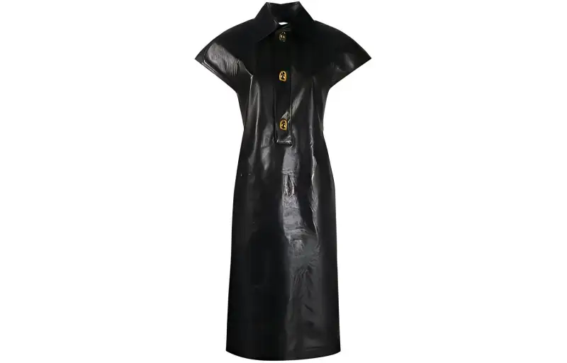 Bottega Veneta Short Sleeved Dresses Women's Black Square Collar Moderate
