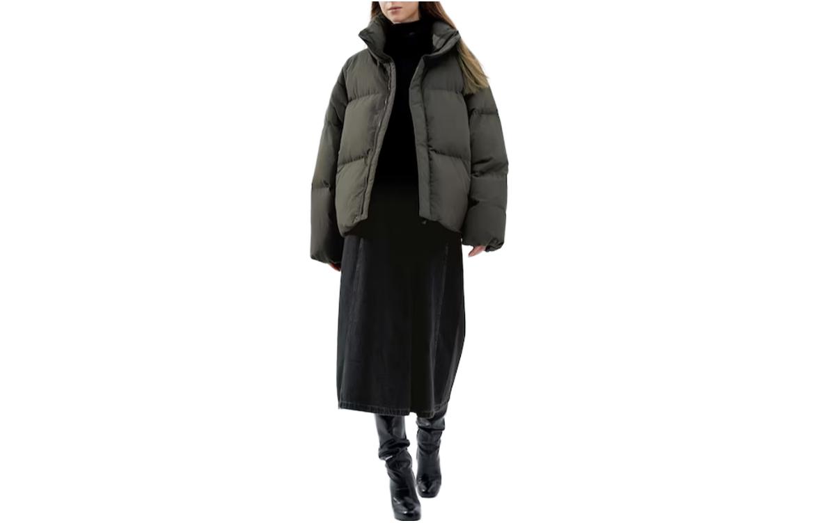 UNIQLO /UNIQLO FW23 U Series Washed Casual Half-length Denim Long Skirt Dark Gray