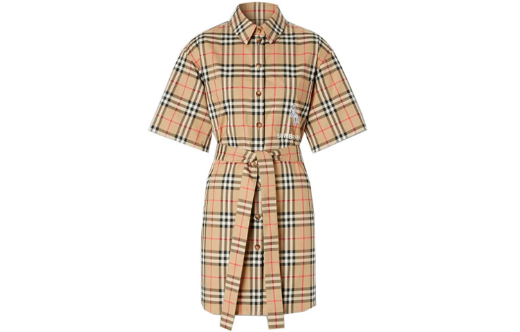 Burberry Short Sleeved Dress Women's Beige