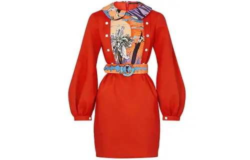 LOUIS VUITTON Long Sleeved Dress Women's Red