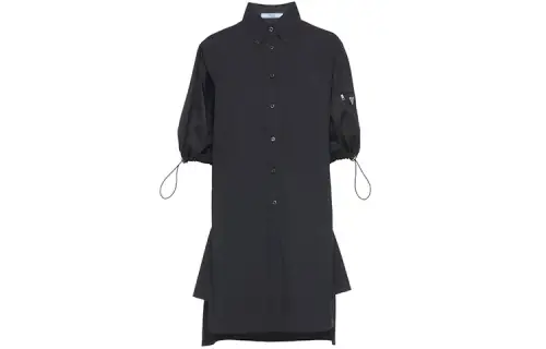 PRADA Short Sleeved Dresses Women's Black Square Collar Moderate