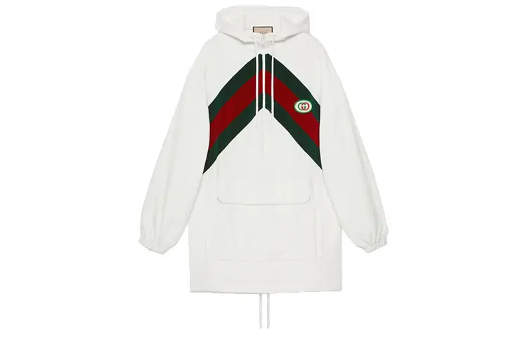 GUCCI Chenille Web Hooded Dress White