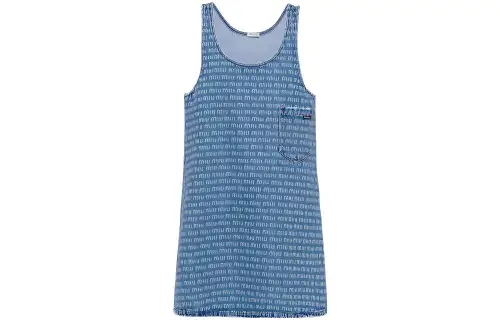 MIU MIU SS22 Sleeveless Dress Women's Blue