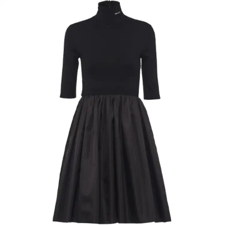PRADA FW21 Short Sleeved Dress Women's Black