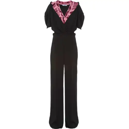 PRADA Jumpsuits Women's Black Moderate Straight Fit Pants