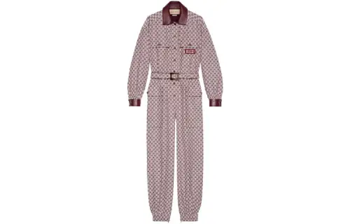 GUCCI Jumpsuits Women's Burgundy Moderate Straight Fit Pants